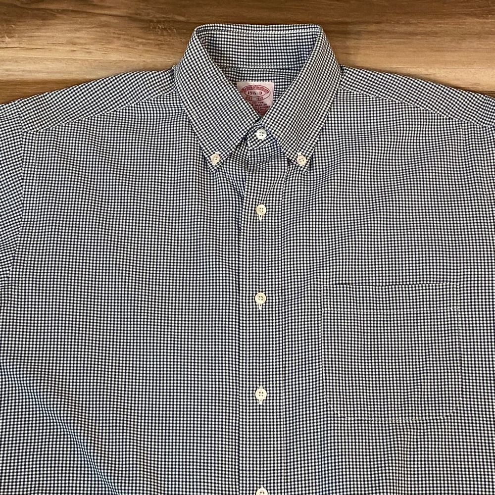 Vintage Brooks Brothers Shirt Mens 15.5-3 Gingham Button Down Cotton Classic Fit